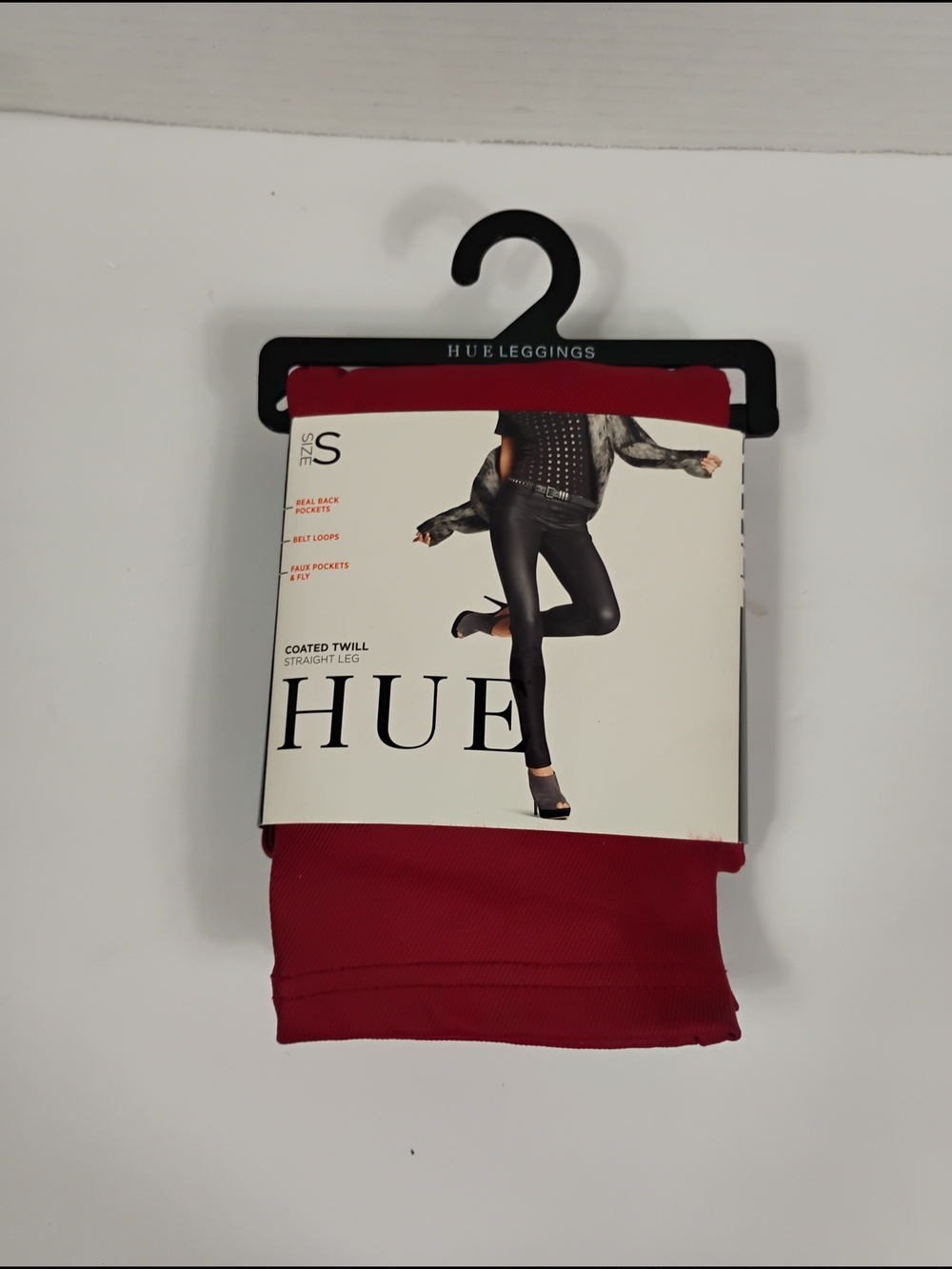 HUE Red Coated Twill Leggings